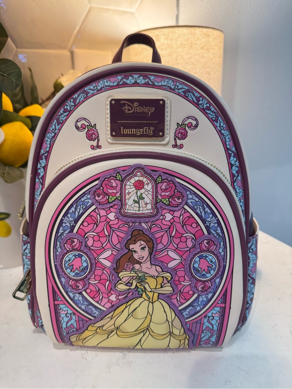 Disney x Loungefly Beauty and the Beast Belle Stained Glass Mini Backpack